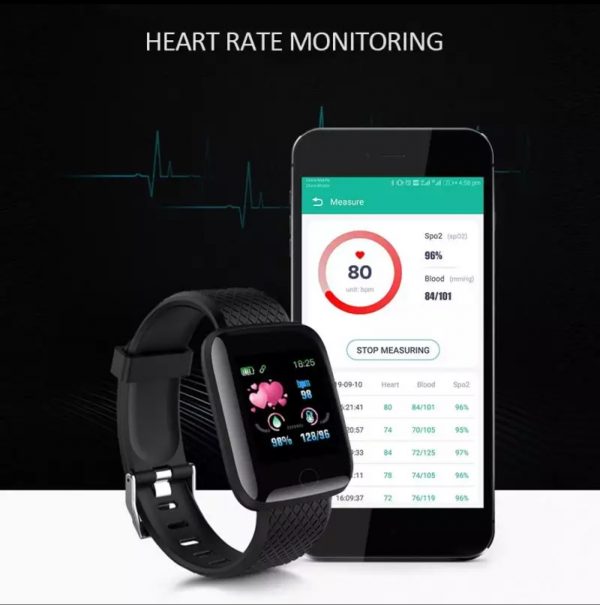 116plus Waterproof Smart Watch Bracelet Heart Rate Blood Fitness Tracker For Android/iOS Smart bracelet running Pedometers (black) - Image 5