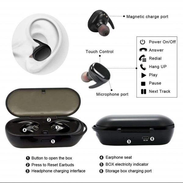 Zeke and Bernie's Y30 TWS Wireless headphones 5.0 Earphone Noise Cancelling Headset Stereo Sound Music In-ear Earbuds For Android IOS smart phone - Image 6