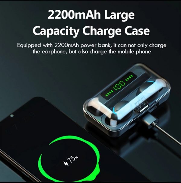 Zeke and Bernie's TWS F9 Bluetooth Earphone V5.0 Stereo Wireless Headset Sport Waterproof Earphones Mini Touch Control Noise Cancelling Headset - Image 5