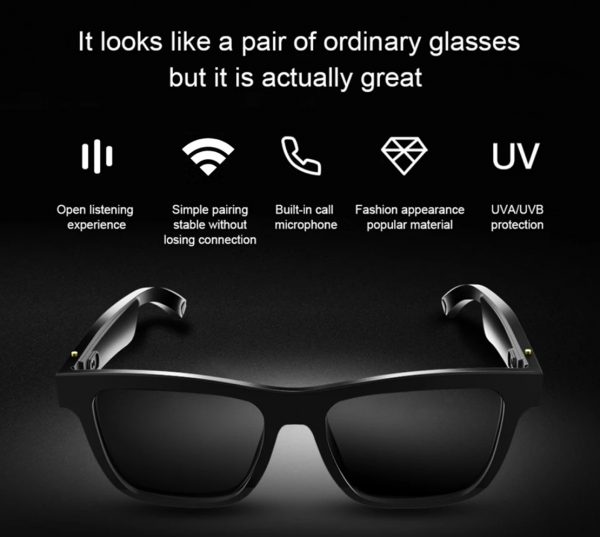 Zeke and Bernie's E10 Smart Audio Sunglasses BT5.0 Wireless Music Headset UV Protective Glasses Audio Eyewear Hands-free with Mic for Men Driving