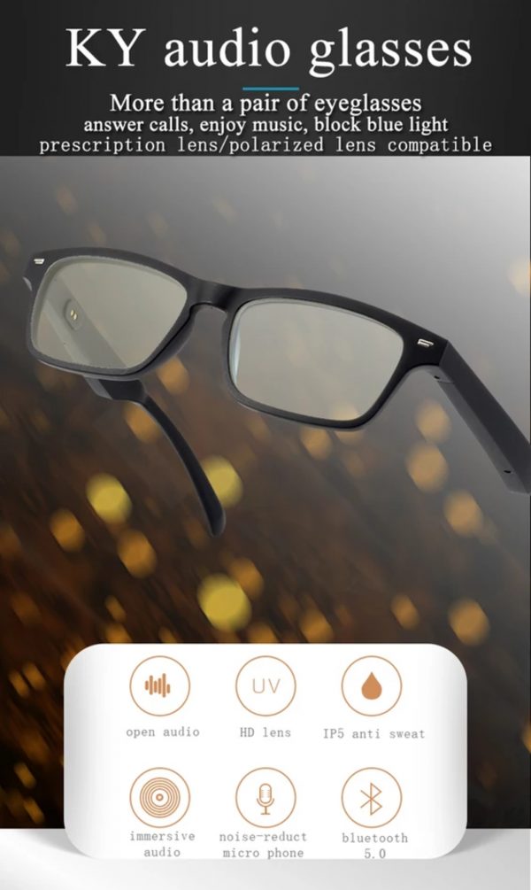 Zeke and Bernie's Wireless Bluetooth Smart Glasses Anti-blue Light Music Headset Audio Speaker Hand-Free Calling Smart Glasses Driving Sunglasses