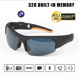 Zeke and Bernie's Sunglasses Camera Headset HD1080P Smart Mini Camera Glasses Multifunctional Bluetooth MP3 Player Sports Accessories 16/32Gb