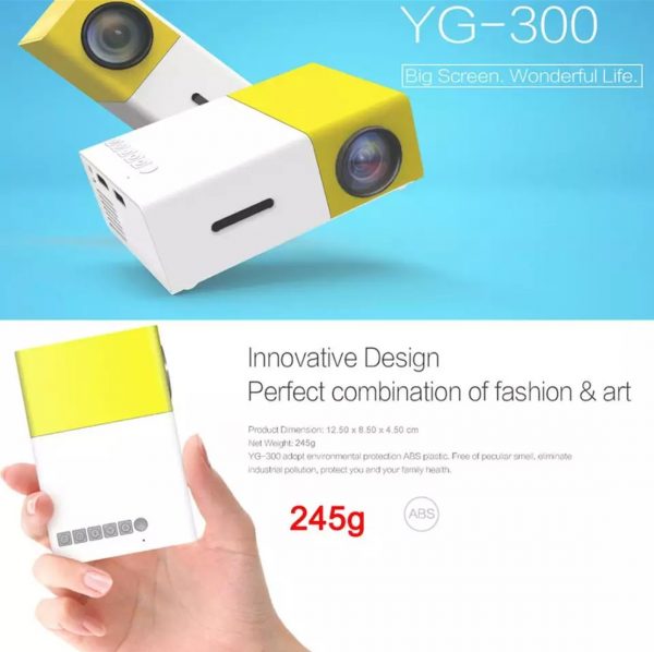 Zeke and Bernie's YG300 Mini LED Projector Yg300 Upgraded Version 600 lumen 320x240P HDMI-compatible USB Audio Home Media Player Beamer, can be used with power bank - Image 2