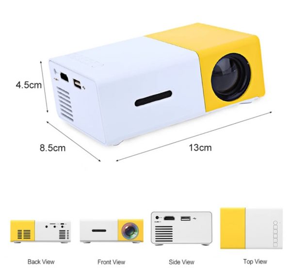 Zeke and Bernie's YG300 Mini LED Projector Yg300 Upgraded Version 600 lumen 320x240P HDMI-compatible USB Audio Home Media Player Beamer, can be used with power bank - Image 4