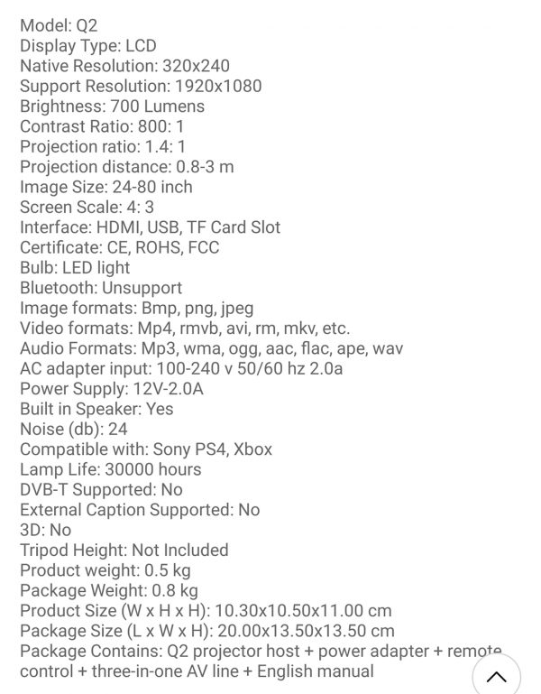 LEJIADA Q2 LED Portable Mini Size 600 Lumen Support 1080p HD Playback HDMI-Compatible USB Movie Projector Home Multimedia Player, can be used with power bank (Blue) - Image 10