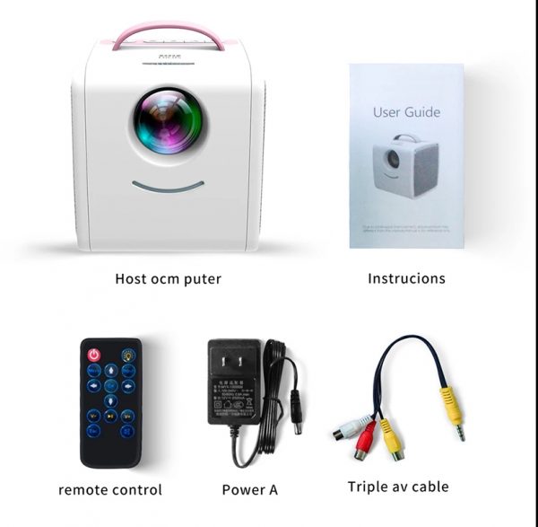 LEJIADA Q2 LED Portable Mini Size 600 Lumen Support 1080p HD Playback HDMI-Compatible USB Movie Projector Home Multimedia Player, can be used with power bank (Pink) - Image 7
