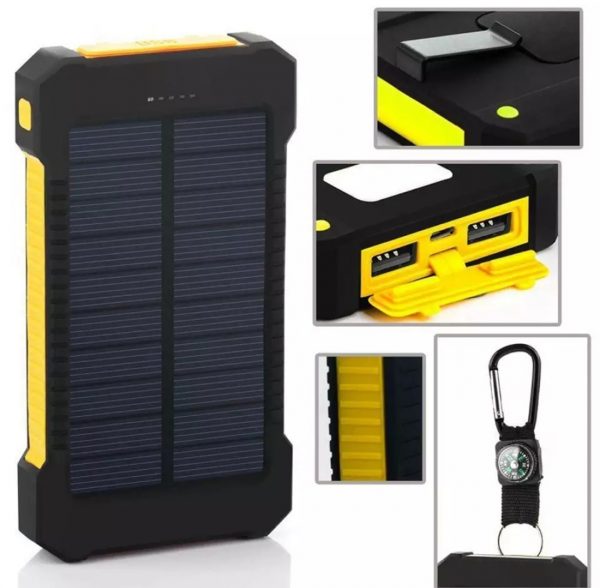 Zeke and Bernie's Solar Power Bank Waterproof 50000mAh Solar Charger USB Ports External Charger Powerbank for Xiaomi Smartphone with LED Light(Black) - Image 3