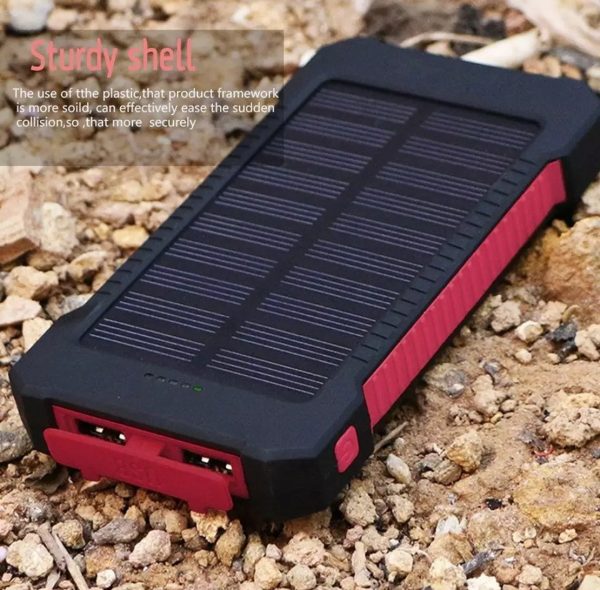 Zeke and Bernie's Solar Power Bank Waterproof 50000mAh Solar Charger USB Ports External Charger Powerbank for Xiaomi Smartphone with LED Light(Black) - Image 5