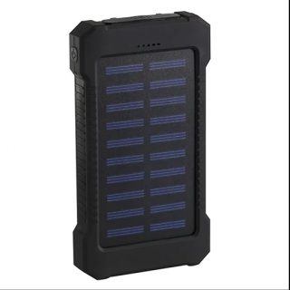 Zeke and Bernie's Solar Power Bank Waterproof 50000mAh Solar Charger USB Ports External Charger Powerbank for Xiaomi Smartphone with LED Light(Black)