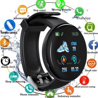 Zeke and Bernie's D18 Smart Watch Blood Pressure Heart Rate Monitor Waterproof Bluetooth Round Fitness Tracker Smart Band Bracelet