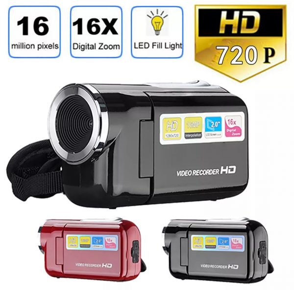Video Camcorder HD 720P Handheld 16 Million Pixels Digital Camera LED Flash 4x Digital Zoom 2.0 Inch Extended Memory SD/MMC 32GB