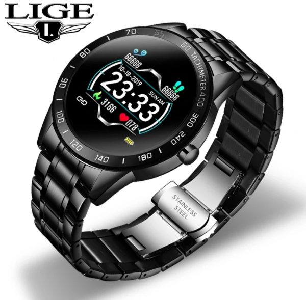 Steel Smart Watch Men  Smart Watch Sport For iPhone Heart Rate Blood Pressure Fitness tracker Creative Smartwatch