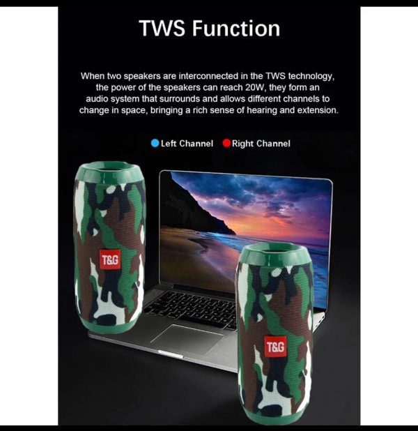 YABA 
Bluetooth Speaker Portable Wireless Speaker Sound System 3D Stereo Music Surround soundbar TF AUX USB Waterproof Fm radio RECHARGEABLE - Image 7