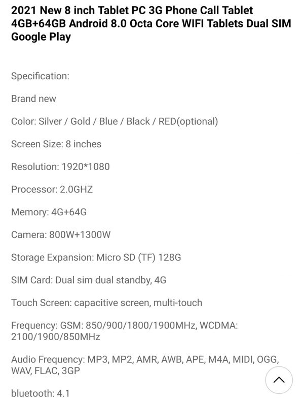 Zeke and Bernie's New 8 inch Tablet PC 3G Phone Call Tablet 4GB+64GB Android 8.0 Octa Core WIFI Tablets Dual SIM Google Play - Image 7