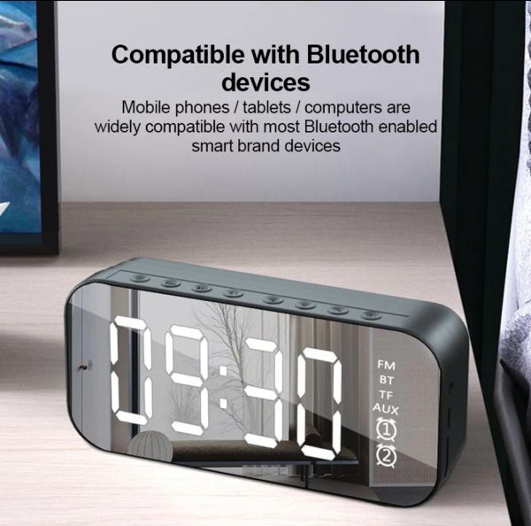 Zeke and Bernie's Wireless Bluetooth Speaker With FM Mini Card Mirror Alarm Clock Audio Stall Collection Voice Prompt Speakers Portable Audio - Image 4