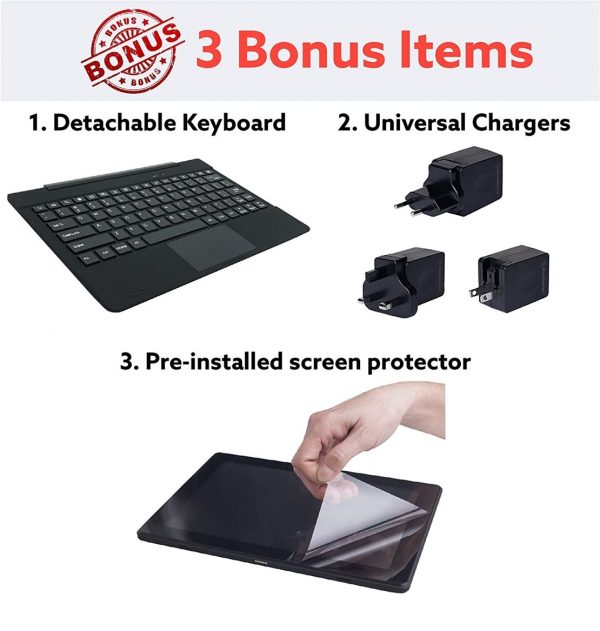 10 inch tablet and keyboard with android. 2gb ram and 32 gb hdd. gps, wifi, Bluetooth, mini HDMI, usb, USB A - Image 2
