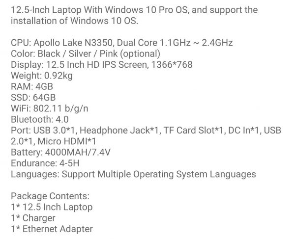 coming soon n
12.5 Inch 
Intel N3350 
windows 10
 Slim Small Mini Laptop 
4G RAM 64G SSD 
Black Netbook - Image 7